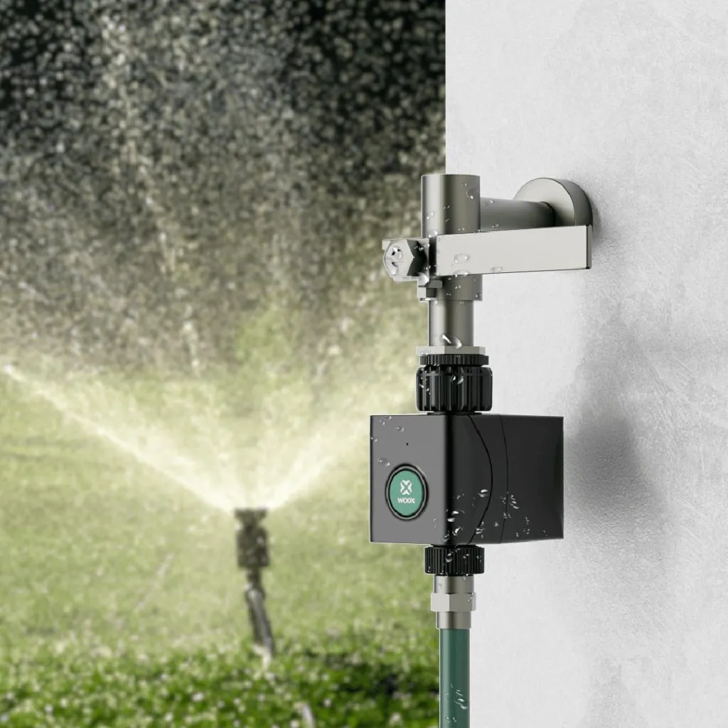 Woox Smart Garden Irrigation Control WiFi-system för enkel, effektiv och fjärrstyrd bevattning av växter, kompatibelt med Google Assistant och Alexa.