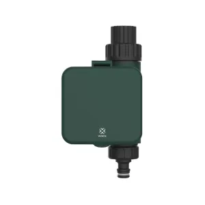 Contrôleur d’irrigation intelligent WOOX R7060 avec boîtier vert et raccords de tuyau pour l’arrosage du jardin