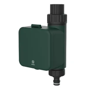 Contrôleur d’irrigation intelligent WOOX pour jardin, vert et noir, avec sections de raccordement et logo