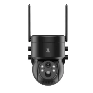 Caméra extérieure intelligente sans fil WOOX avec deux antennes, objectif frontal et capteurs de vision nocturne
