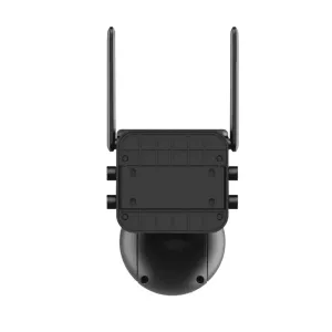 Caméra de sécurité extérieure sans fil intelligente WOOX, noire, vue de dos avec deux antennes
