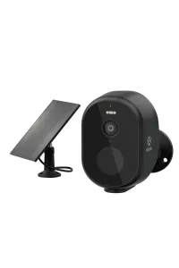 WOOX smart trådlöst utomhuskamerakit med solpanel, svart övervakningskamera och fäste för utomhusövervakning