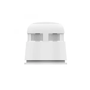 WOOX baltais Zigbee viedais dūmu detektors ar perforētu režģi, kompaktu apaļu dizainu un trauksmes sensoru