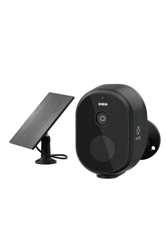 WOOX smart trådlöst utomhuskamerakit med solpanel, svart övervakningskamera och fäste för utomhusövervakning