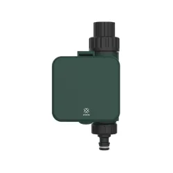 Smart garden irrigation control system by Woox with Zigbee connectivity, voice control, and app scheduling for efficient water management.