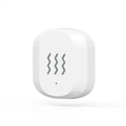 Smart vibration sensor by WOOX with real-time alerts, easy adhesive installation, and long battery life for enhanced home security.